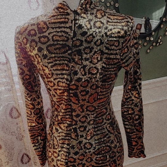 Topshop Leopard Sequin Night Out Dress - Picture 5 of 7
